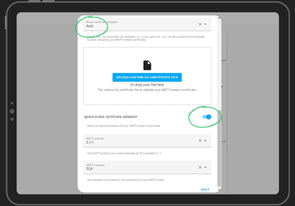 HA MQTT Advaced Options